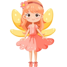 Peach Fairy with Golden Wings Cutout